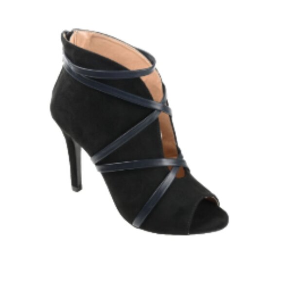 JOURNEE COLLECTION Samara Stiletto Heeled Booties, Faux Suede, Black, 7.5M NWT** - Picture 1 of 4